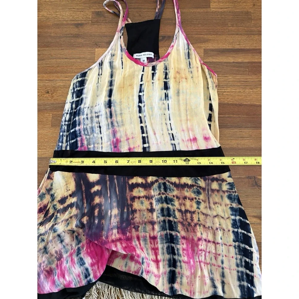 Peppe‎ Peluso Dress Size Medium Tank Sheer Boho Whimsical Tie Dye Flowy READ